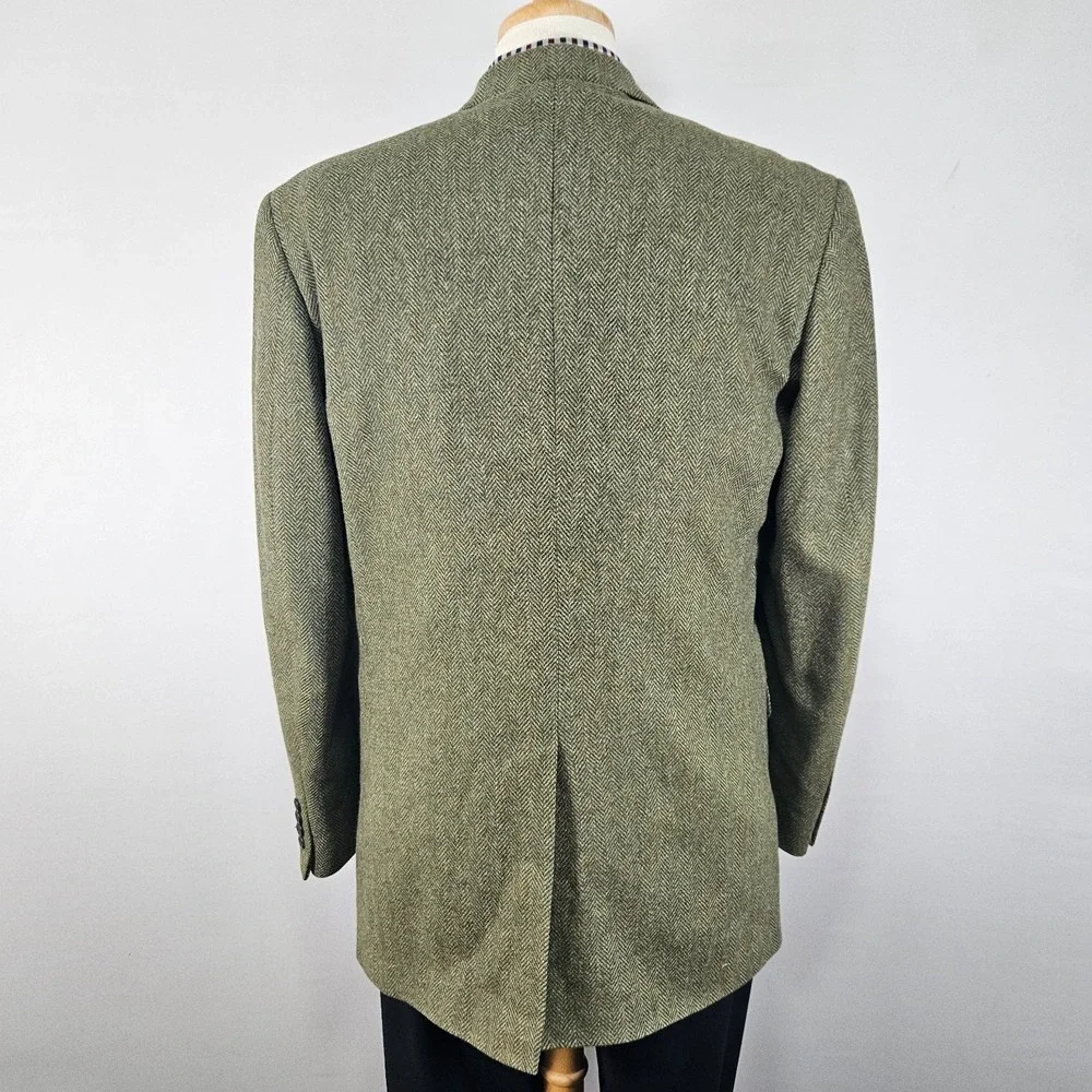 Land's End Men's Tweed Style Sport Coat Blazer Two Button Olive Wool & Lamb 41L